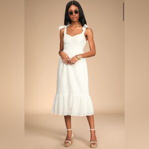 NWT Lulus white midi eyelet dress size L